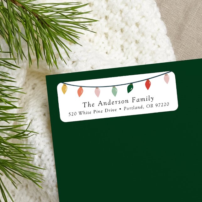 String of Christmas Light Bulbs Return Address Label (Creator Uploaded)