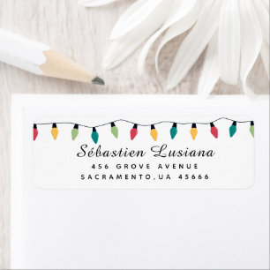 String of Christmas Light Bulbs Return Address Label