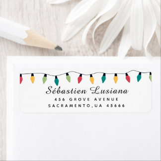 String of Christmas Light Bulbs Return Address Return Address Label