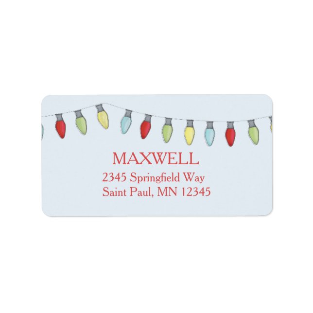 String of Christmas Lights Editable Label (Front)