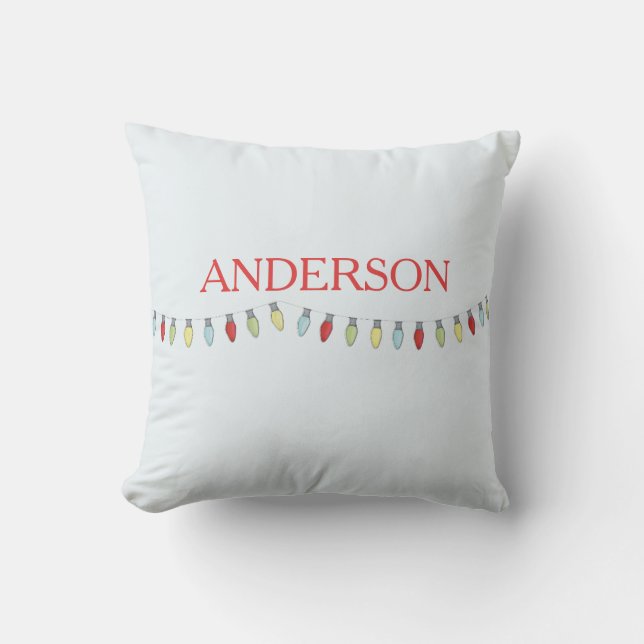 String of Christmas Lights Editable Pillow (Front)