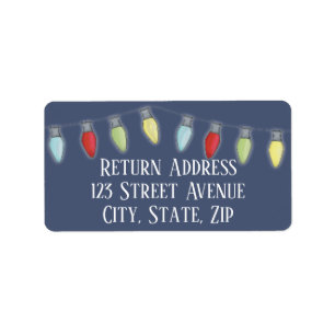 String of Christmas Lights Holiday Mailing Label