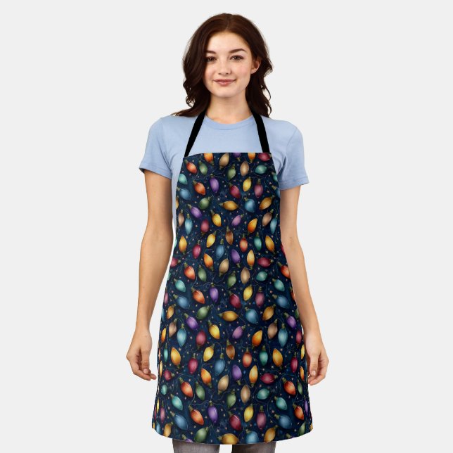 String Of Colorful Christmas Lights Apron (Worn)
