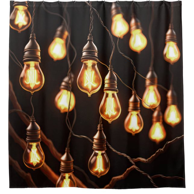 String of Edison Lights Shower Curtain (Front)