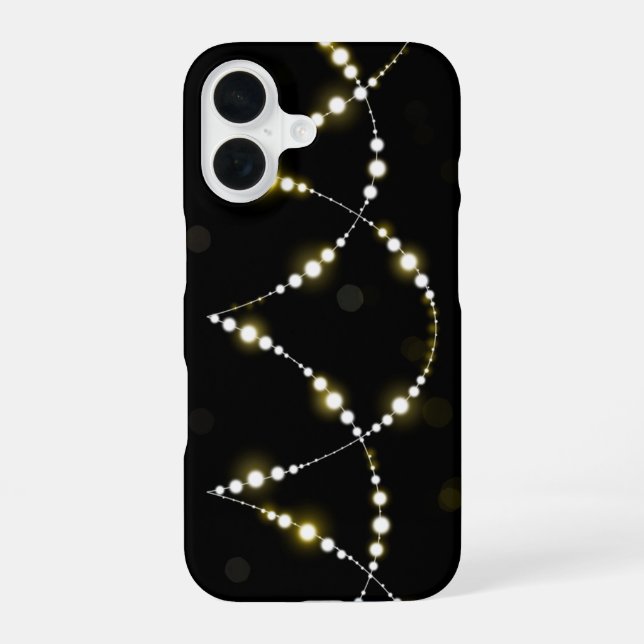 String of Glowing Lights on Black iPhone 16 Case (Back)