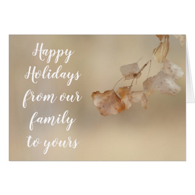 String of Golden Leaves, Happy Holidays (Front Horizontal)