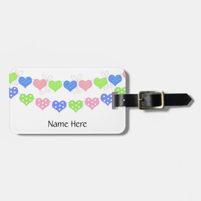 String of Hearts Luggage Tag (Front Horizontal)
