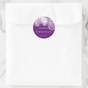 String of lights and shiny stars design thank you classic round sticker