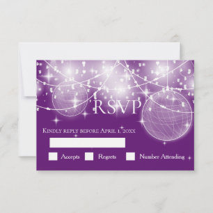 String of lights and stars wedding response card