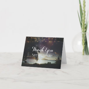 String of Lights Beach Sunset Wedding Thank You Card