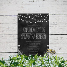 String Of Lights Black Chalkboard Wedding Invites