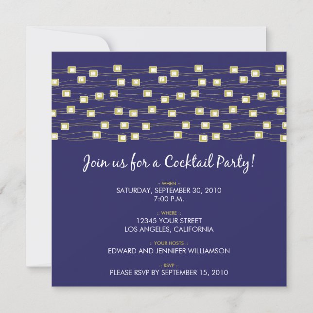 String of Lights Cocktail Party Invitation (navy) (Front)