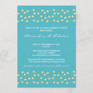 String of Lights Engagement Party Invite (aqua)