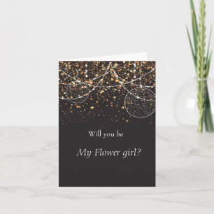 String of lights Gold confetti flower girl Thank You Card