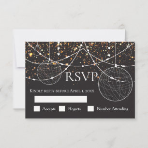String of lights Gold confetti response card