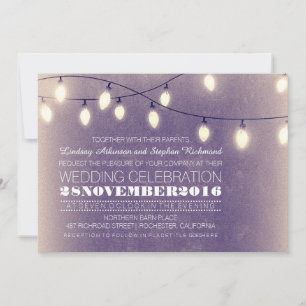 string of lights modern wedding invitations