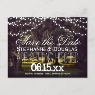 String of Lights Oak Tree Save the Date Postcards