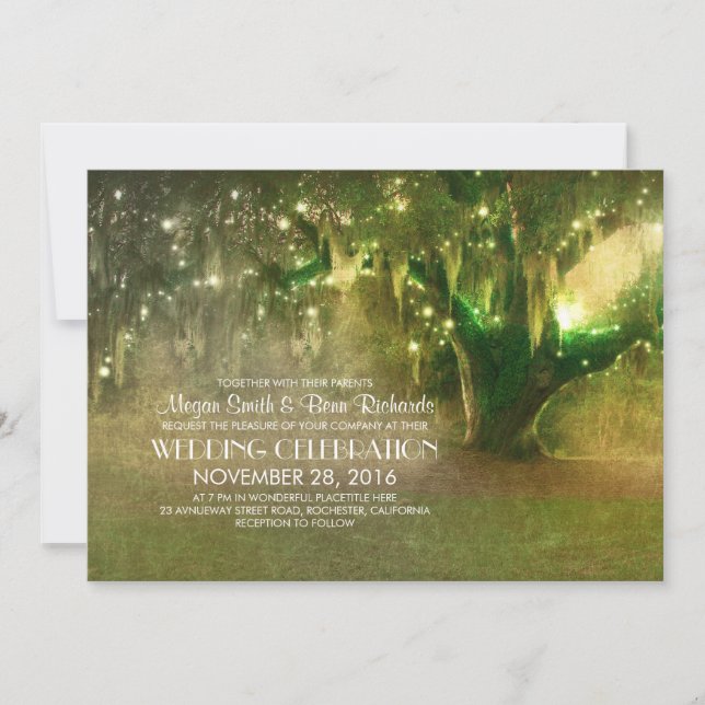 String of Lights Old Tree Rustic Wedding Invites (Front)