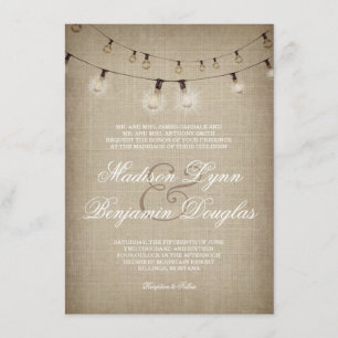 String of Lights Rustic Country Wedding Invitation