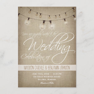 String of Lights Rustic Country Wedding Invitation