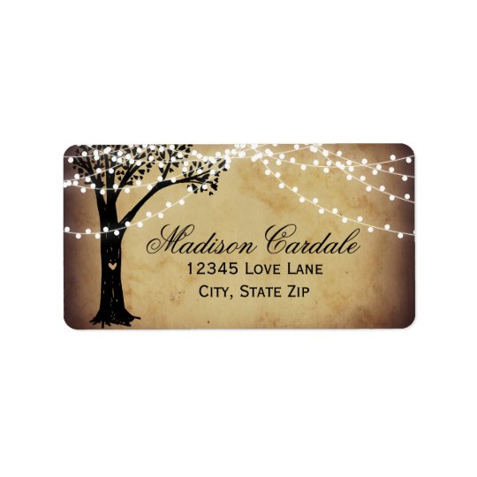String of Lights Rustic Oak Tree Address Labels