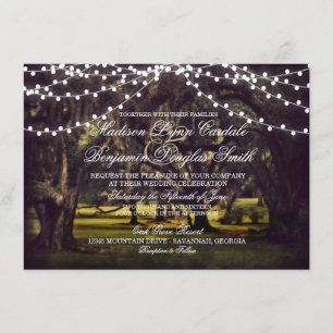 String of Lights Rustic Oak Tree Wedding Invites