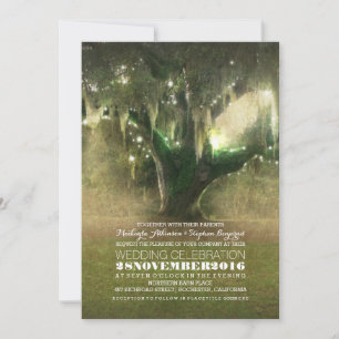 String of Lights Rustic Oak Tree Wedding Invites