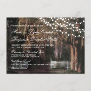 String of Lights Rustic Oak Wedding Invitations