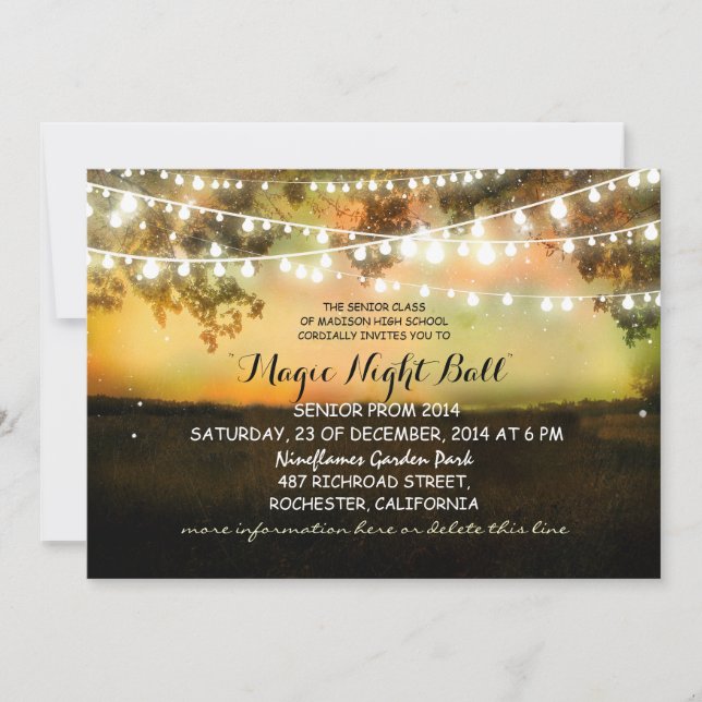 string of lights rustic Prom Invitations (Front)
