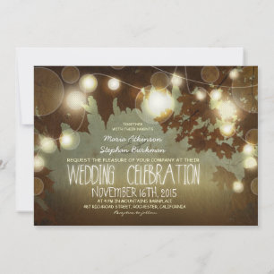 string of lights rustic wedding invitation