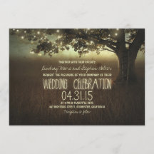 string of lights rustic wedding invitation