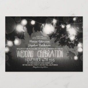 string of lights rustic wedding invitation