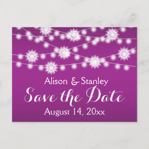 String of lights, snowflake wedding Save the Date Announcement Postcard