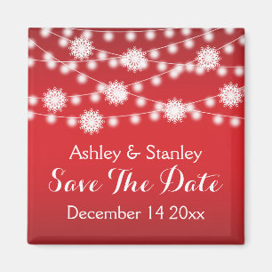 String of lights, snowflake wedding Save the Date Magnet