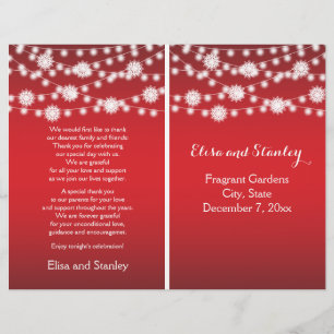 String of lights snowflakes red wedding program