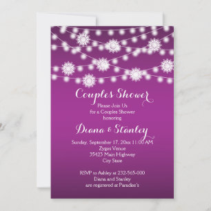 String of lights snowflakes wedding couples shower invitation