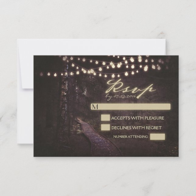 string of lights tree path wedding RSVP (Front)