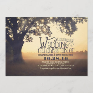 String of Lights Tree Rustic Vintage Wedding Invitation