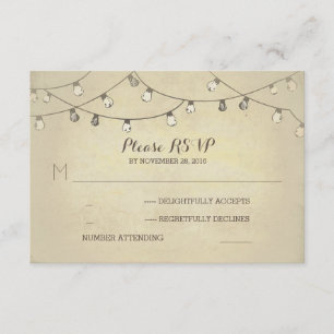 String of lights wedding RSVP cards