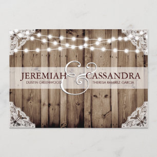String of Lights - White Lace Wedding Invitation