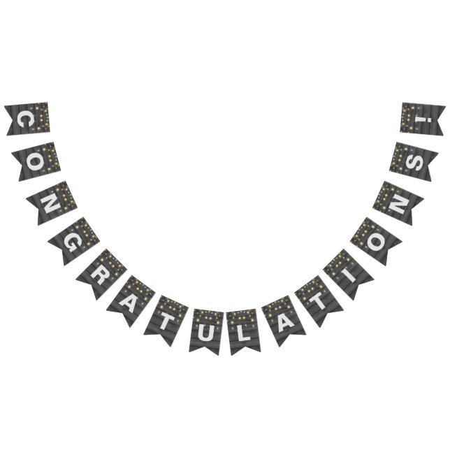 string of party lights on black wood bunting  (All)