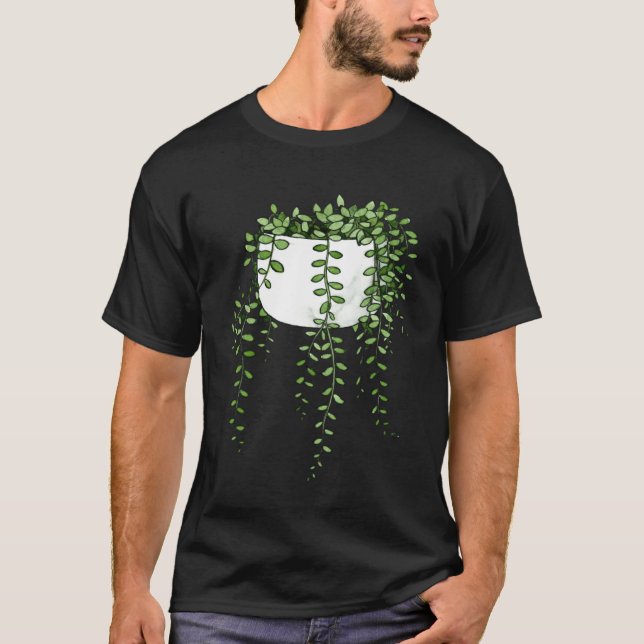 String Of Pearls Beads Curio Rowleyanus Flowering  T-Shirt (Front)