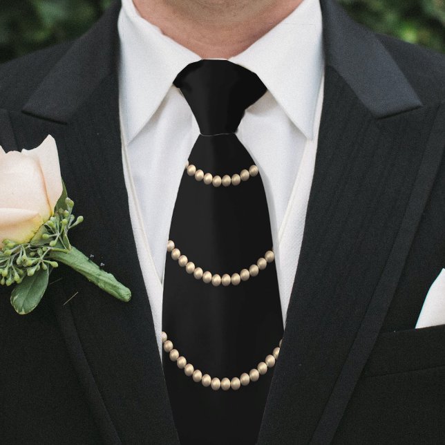 String of Pearls on Black: An Elegant Occasion Tie (Creator Uploaded)