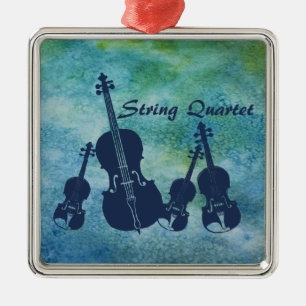String Quartet on Blue Metal Tree Decoration