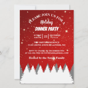 String Stars Pines Tree Holiday Party Invitation