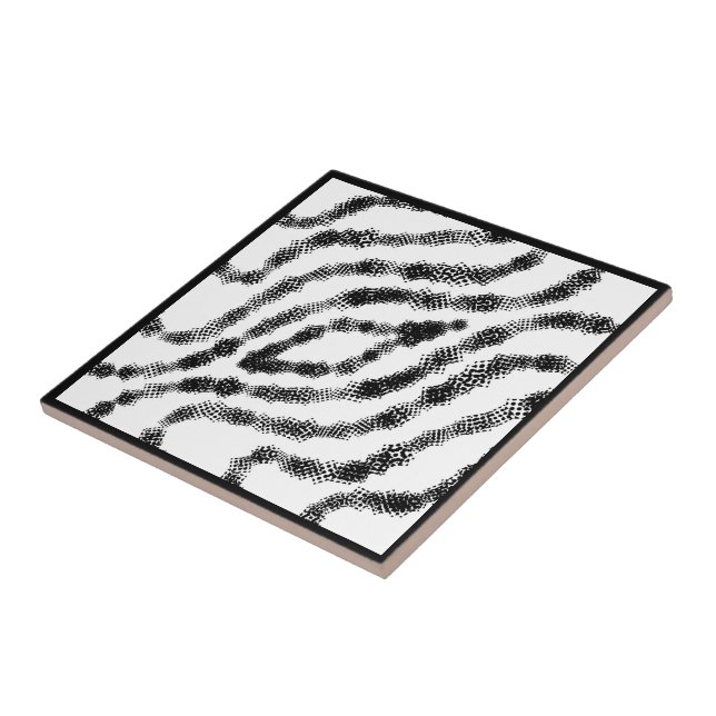 Stringed Black Spotted Boxes On White Modern Art Ceramic Tile (Side)