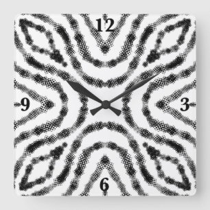 Stringed Black Spotted Boxes On White Modern Art Square Wall Clock