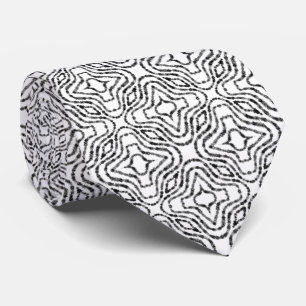 Stringed Black Spotted Boxes On White Modern Art Tie