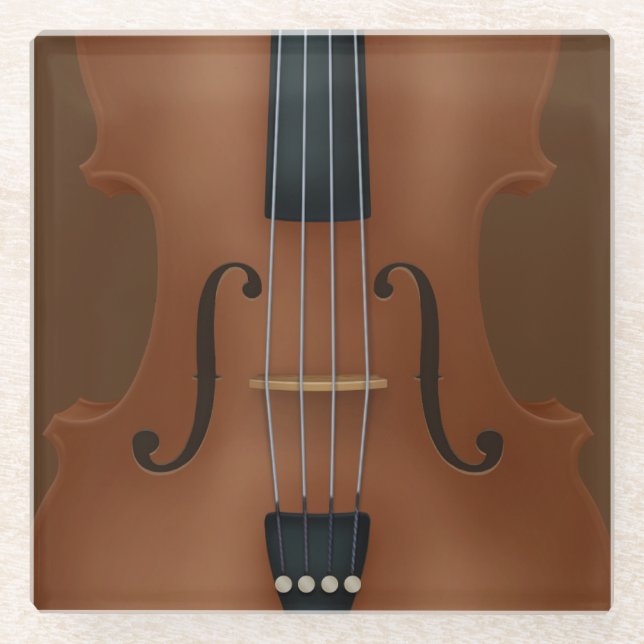 Stringed Instrument Cello Violin Viola Detail Glass Coaster (Front)
