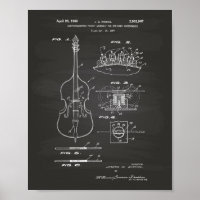 Stringed Instruments 1960 Patent Art Chalkboard